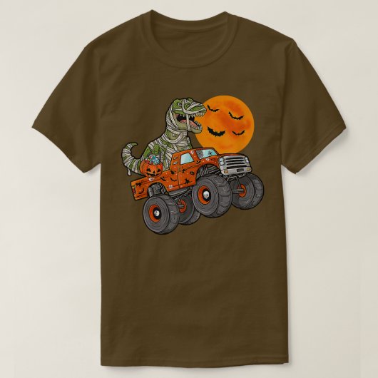 ハロウィーン恐竜モンスタートラックムーン Tシャツ (デザイン正面)