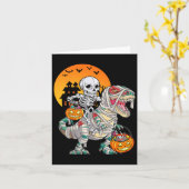 ハロウィーン恐竜Tレックススケルトン怖い少年の子供 カード (黄色い花)