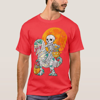 ハロウィーン恐竜Tレックススケルトン怖い男の子十代 Tシャツ