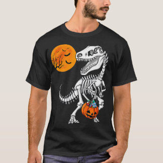 ハロウィーン恐竜tレックス骨格恐怖少年 tシャツ
