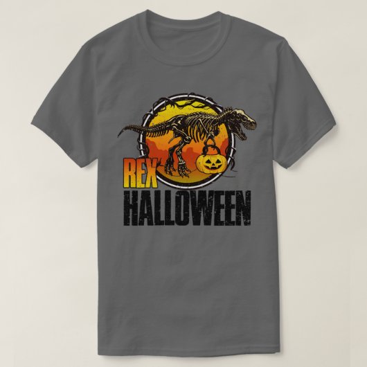 ハロウィーン恐竜Tレックス骨格 Tシャツ (デザイン正面)