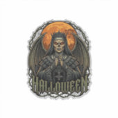 ハロウィーン悪魔修道女クラウン翼オレンジ月_1 シール (正面)
