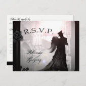 ハロウィーン愛好家シルエットマッチングRSVP PostCard インビテーションポストカード (正面/裏面)