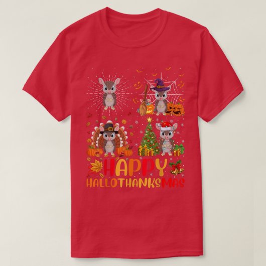 ハロウィーン感謝祭クリスマスアルマジロ Tシャツ (デザイン正面)