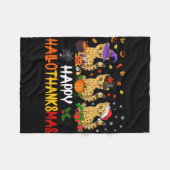 ハロウィーン感謝祭クリスマスキータキャットハロ フリースブランケット (正面(横))