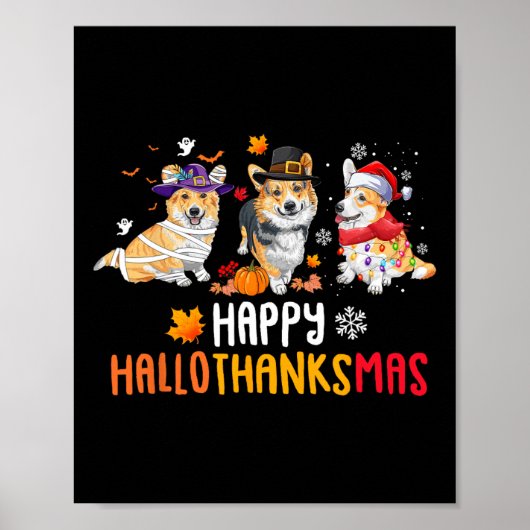 ハロウィーン感謝祭クリスマスコおもしろいルギドッグ ポスター (正面)