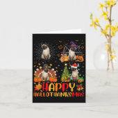 ハロウィーン感謝祭クリスマスシャム猫ハロ カード (黄色い花)