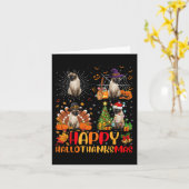 ハロウィーン感謝祭クリスマスシャム猫ハロ カード (黄色い花)