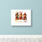 ハロウィーン感謝祭クリスマスハッピーハロサンキュー キャンバスプリント (インサイチュ (ウッドフロア))