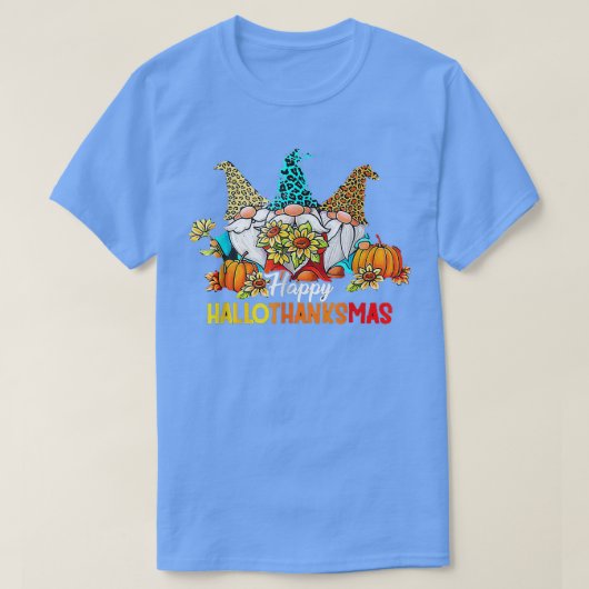 ハロウィーン感謝祭クリスマスハッピーハロサンキュー Tシャツ (デザイン正面)
