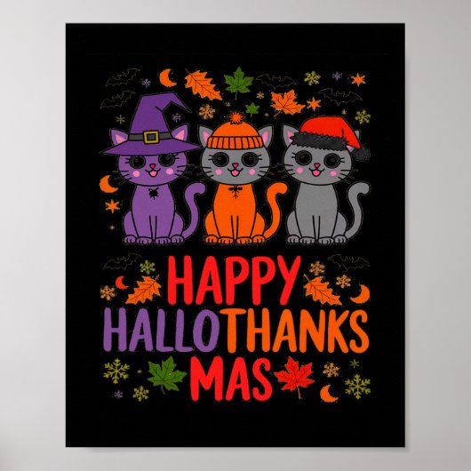 ハロウィーン感謝祭クリスマスハッピーハロ感謝 ポスター (正面)