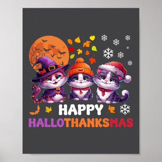 ハロウィーン感謝祭クリスマスハッピーハロ感謝 ポスター (正面)