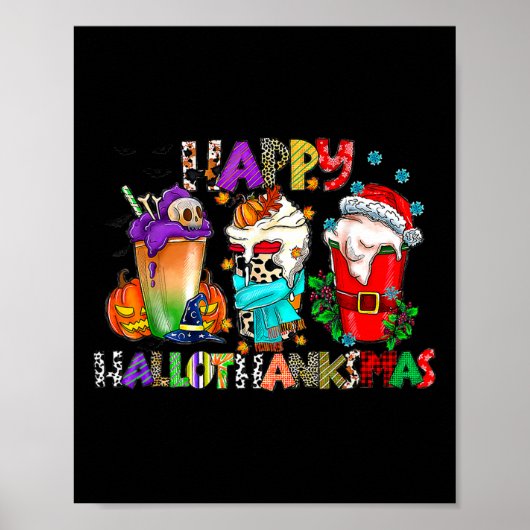 ハロウィーン感謝祭クリスマスハッピーハロ感謝 ポスター (正面)
