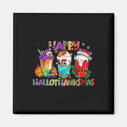 ハロウィーン感謝祭クリスマスハッピーハロ感謝 マグネット (正面)