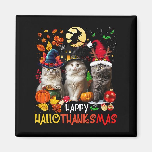 ハロウィーン感謝祭クリスマスハッピーハロ感謝 マグネット (正面)