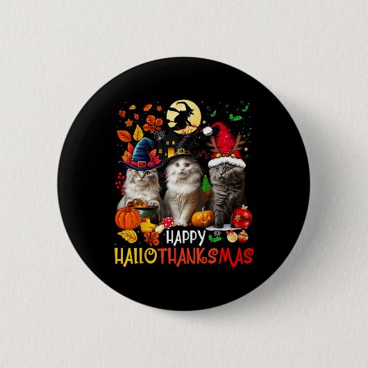 ハロウィーン感謝祭クリスマスハッピーハロ感謝 缶バッジ (正面)