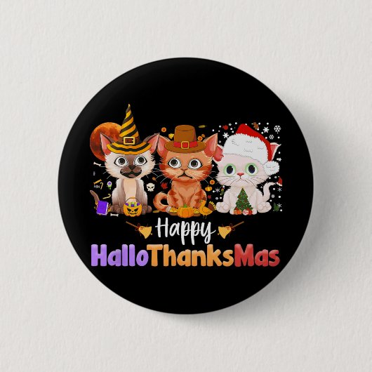 ハロウィーン感謝祭クリスマスハッピーハロ感謝 缶バッジ (正面)