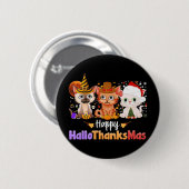 ハロウィーン感謝祭クリスマスハッピーハロ感謝 缶バッジ (正面&裏面)
