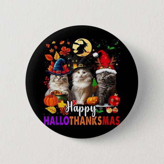 ハロウィーン感謝祭クリスマスハッピーハロ感謝 缶バッジ (正面)