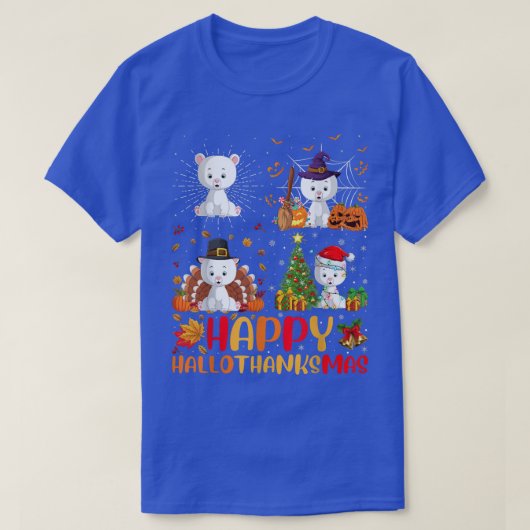 ハロウィーン感謝祭クリスマスベアーハロサンクサム Tシャツ (デザイン正面)