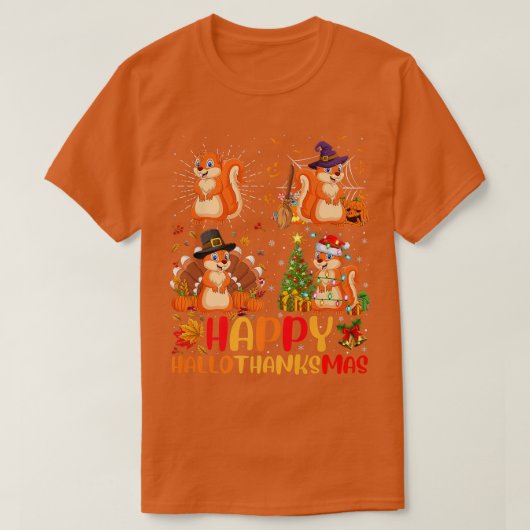 ハロウィーン感謝祭クリスマスリスHallotha Tシャツ (デザイン正面)
