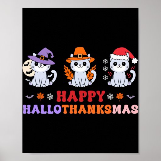 ハロウィーン感謝祭クリスマス猫ハッピーハロ ポスター (正面)