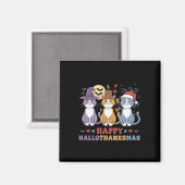 ハロウィーン感謝祭クリスマス猫ハッピーハロ マグネット (正面/裏面)