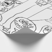ハロウィーン手描きモンスター包み紙 ラッピングペーパー (角)