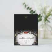 ハロウィーン折りたたみブラックバラプリント名葉書 ポストカード (スタンド正面)