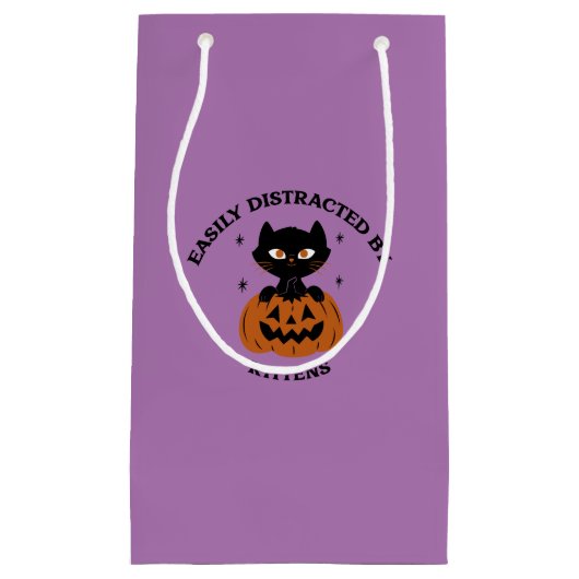 ハロウィーン抱き枕、カボチャの黒猫 スモールペーパーバッグ (正面)