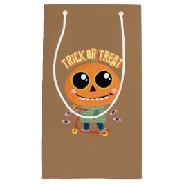 ハロウィーン抱き枕、スクーターのカボチャ少年 スモールペーパーバッグ