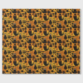 ハロウィーン抽象芸術黒猫 ラッピングペーパー (フラット)