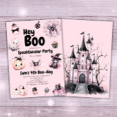 ハロウィーン招待状キッズかわいいピンクの誕生日パーティー 招待状