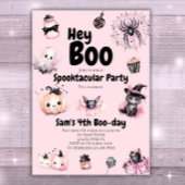 ハロウィーン招待状キッズかわいいピンクの誕生日パーティー 招待状