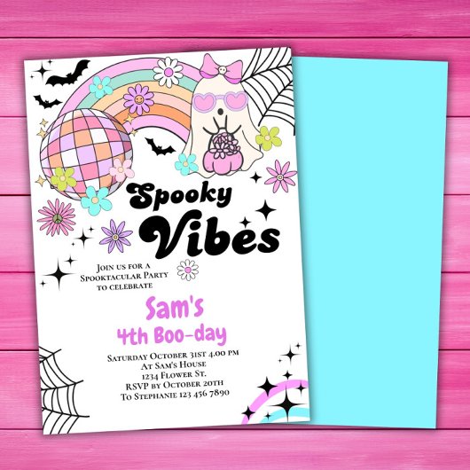 ハロウィーン招待状キッドかわいいレトロ幽霊誕生日 招待状