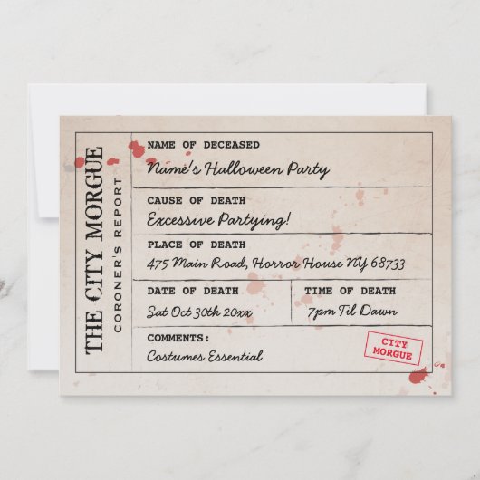 ハロウィーン招待状シティモルグコーナーズオフィス 招待状 (正面)
