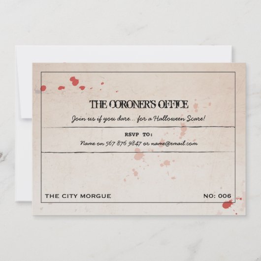 ハロウィーン招待状シティモルグコーナーズオフィス 招待状 (裏面)