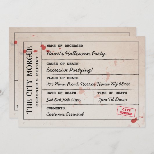 ハロウィーン招待状シティモルグコーナーズオフィス 招待状 (正面/裏面)