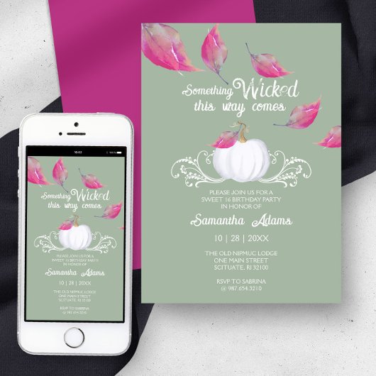 ハロウィーン招待状スイーツ16誕生日パーティーピンク 招待状