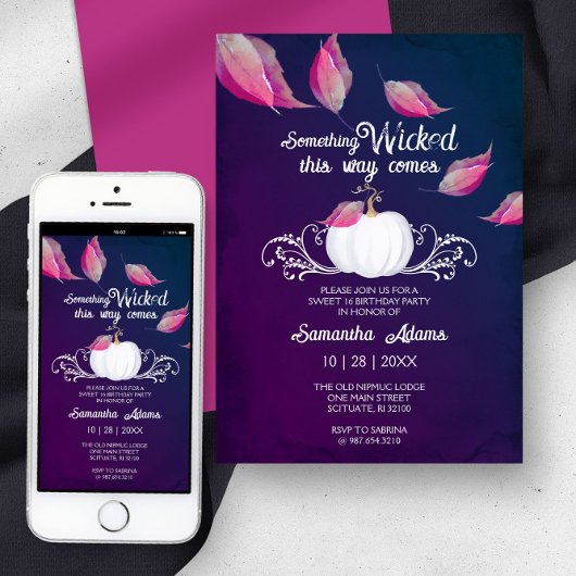 ハロウィーン招待状スイーツ16誕生日パーティーピンク 招待状