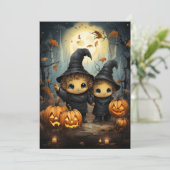 ハロウィーン招待状チャイルドウィッチハッピーカボチャ 招待状 (スタンド正面)