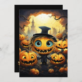 ハロウィーン招待状ハッピーカボチャ 招待状 (正面/裏面)