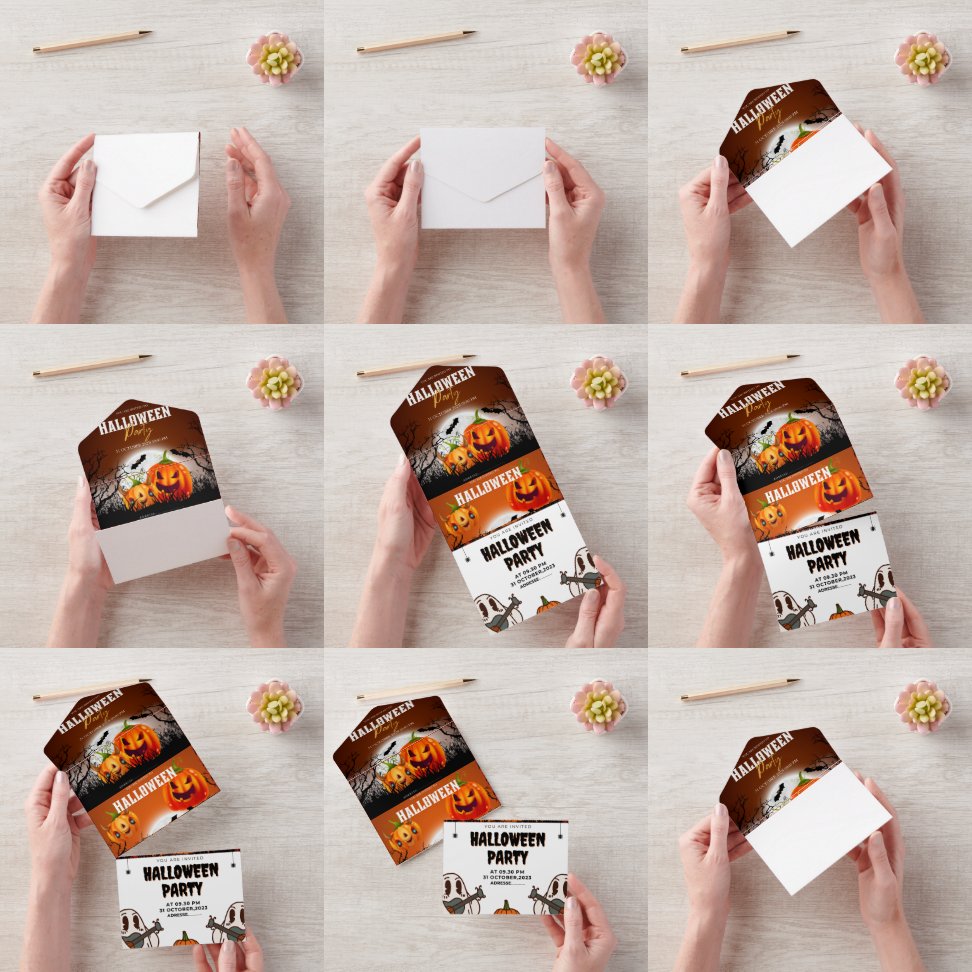 ハロウィーン招待状ハロウィンパーティー2023 オールインワン招待状