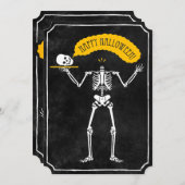 ハロウィーン招待状：ハッピースケルトン 招待状 (正面/裏面)