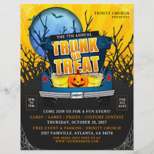 ハロウィーン教会のトランクまたはトリートイベント チラシ