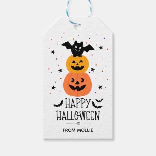 ハロウィーン教室のかぼちゃとコウモリギフトタグ ギフトタグ (正面)