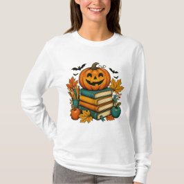 ハロウィーン教師のフェスティブブックテーマ Tシャツ