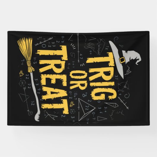 ハロウィーン数学先生トリグまたはトリートスクール 横断幕 (横)