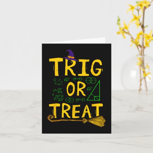 ハロウィーン数学先生トリグまたはトリート学生学校 カード (黄色い花)