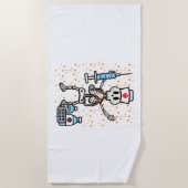 ハロウィーン整形外科ナーススケルトンスクラブトップ ビーチタオル (正面)